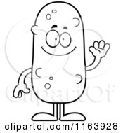 Poster, Art Print Of Black And White Waving Pickle Mascot