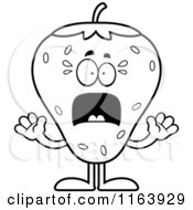 Poster, Art Print Of Black And White Scared Strawberry Mascot