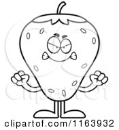 Cartoon Of A Mad Strawberry Mascot Vector Outlined Coloring Page