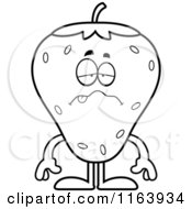 Cartoon Of A Sick Strawberry Mascot Vector Outlined Coloring Page