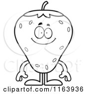 Poster, Art Print Of Black And White Happy Strawberry Mascot