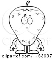 Cartoon Of A Surprised Strawberry Mascot Vector Outlined Coloring Page