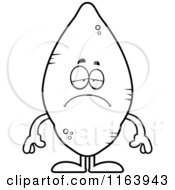 Cartoon Of A Depressed Sweet Potato Mascot Vector Outlined Coloring Page