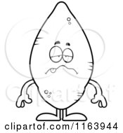 Cartoon Of A Sick Sweet Potato Mascot Vector Outlined Coloring Page