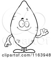 Cartoon Of A Waving Sweet Potato Mascot Vector Outlined Coloring Page