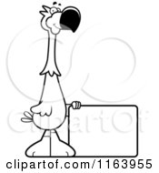 Poster, Art Print Of Black And White Dodo Bird Mascot With A Sign