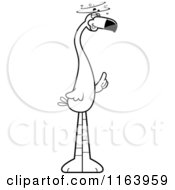 Cartoon Of A Dumb Flamingo Mascot Vector Outlined Coloring Page