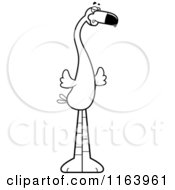 Cartoon Of A Mad Flamingo Mascot Vector Outlined Coloring Page