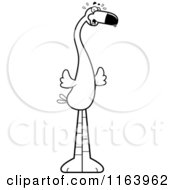 Cartoon Of A Scared Flamingo Mascot Vector Outlined Coloring Page