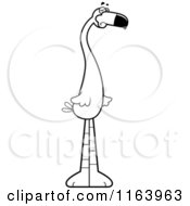 Cartoon Of A Depressed Flamingo Mascot Vector Outlined Coloring Page