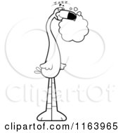 Cartoon Of A Dreaming Flamingo Mascot Vector Outlined Coloring Page by Cory Thoman
