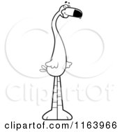 Cartoon Of A Happy Flamingo Mascot Vector Outlined Coloring Page