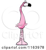 Cartoon Of A Skeptical Pink Flamingo Mascot Royalty Free Vector Clipart