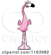 Cartoon Of A Scared Pink Flamingo Mascot Royalty Free Vector Clipart