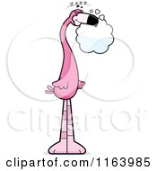 Cartoon Of A Dreaming Pink Flamingo Mascot Royalty Free Vector Clipart