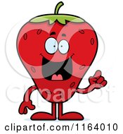 Cartoon Of A Strawberry Mascot With An Idea Royalty Free Vector Clipart