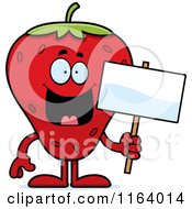 Poster, Art Print Of Strawberry Mascot Holding A Sign