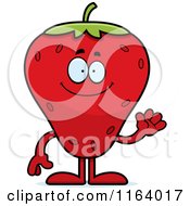 Cartoon Of A Waving Strawberry Mascot Royalty Free Vector Clipart