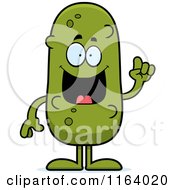 Cartoon Of A Smart Pickle Mascot With An Idea Royalty Free Vector Clipart