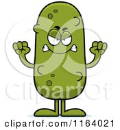 Cartoon Of A Mad Pickle Mascot Royalty Free Vector Clipart