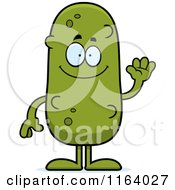 Cartoon Of A Waving Pickle Mascot Royalty Free Vector Clipart