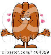 Cartoon Of A Loving Pecan Mascot Royalty Free Vector Clipart
