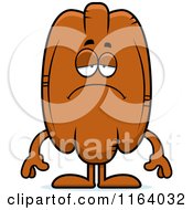 Cartoon Of A Depressed Pecan Mascot Royalty Free Vector Clipart