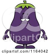 Cartoon Of A Depressed Purple Eggplant Mascot Royalty Free Vector Clipart