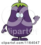 Poster, Art Print Of Waving Purple Eggplant Mascot