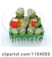 Poster, Art Print Of 3d Tortoises Watching A Movie With Snacks