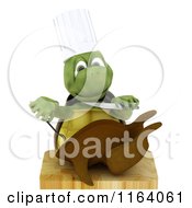 Poster, Art Print Of 3d Chef Tortoise Carving A Roasted Chicken