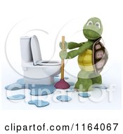Poster, Art Print Of 3d Tortoise With A Plunger By A Toilet