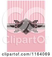 Poster, Art Print Of Pink And Brown Invitation With Stripes And A Frame