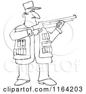 Poster, Art Print Of Outlined Hunting Man Using A Shotgun