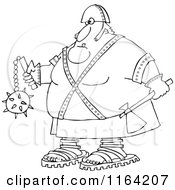Poster, Art Print Of Outlined Executioner Holding An Axe And Flail