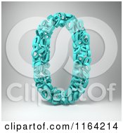 Poster, Art Print Of 3d Turquoise Number 0 Composed Of Zeros On Gray