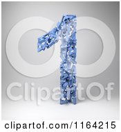 Clipart Of A 3d Blue Number 1 Composed Of Ones On Gray Royalty Free CGI Illustration