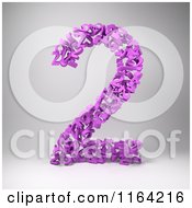 Poster, Art Print Of 3d Purple Number 2 Composed Of Twos On Gray