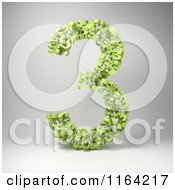 Poster, Art Print Of 3d Green Number 3 Composed Of Threes On Gray