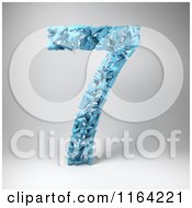 Poster, Art Print Of 3d Blue Number 7 Composed Of Sevens On Gray