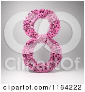 Poster, Art Print Of 3d Pink Number 8 Composed Of Eights On Gray