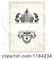 Clipart Of A Distressed Beige Wedding Invitation With Flowers And Copyspace Royalty Free Vector Illustration