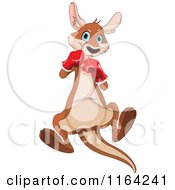 Cartoon Of A Jumping Boxer Kangaroo Royalty Free Vector Clipart by Pushkin