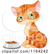 Poster, Art Print Of Cute Ginger Kitten Sitting By A Bowl Of Food