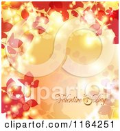 Poster, Art Print Of Valentines Day Background With Text Hearts Foliage And Copyspace
