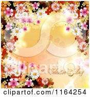 Poster, Art Print Of Valentines Day Background With Text Hearts Blossoms And Copyspace 2