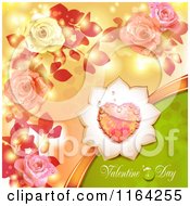 Poster, Art Print Of Valentines Day Background With Text Hearts And Roses 2