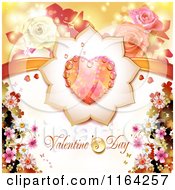 Poster, Art Print Of Valentines Day Background With Text A Heart And Roses