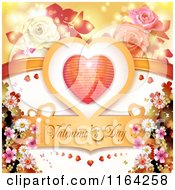 Poster, Art Print Of Valentines Day Background With Text A Heart And Roses 2