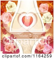 Poster, Art Print Of Valentines Day Background With Text A Heart And Roses 5